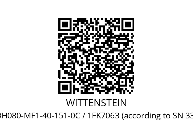   WITTENSTEIN VDH080-MF1-40-151-0C / 1FK7063 (according to SN 3312026)