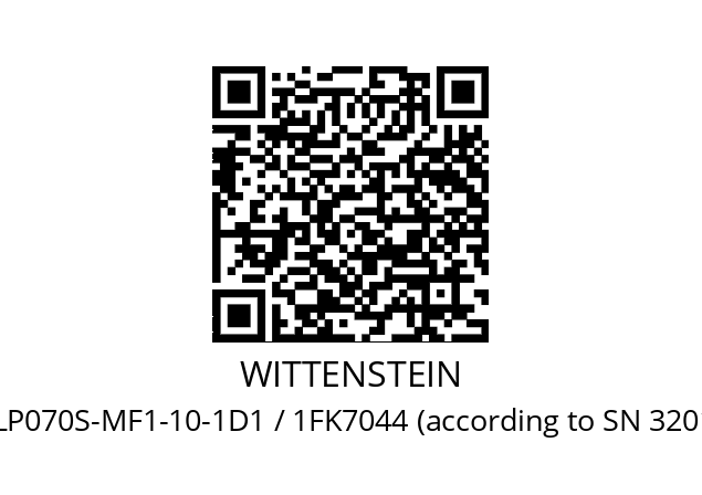   WITTENSTEIN LP070S-MF1-10-1D1 / 1FK7044 (according to SN 3201233)