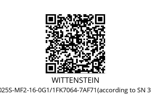   WITTENSTEIN TP025S-MF2-16-0G1/1FK7064-7AF71(according to SN 3201482)