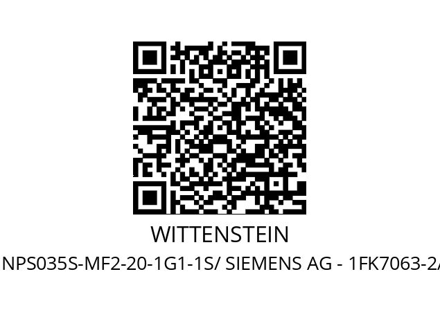   WITTENSTEIN NPS035S-MF2-20-1G1-1S/ SIEMENS AG - 1FK7063-2AF71