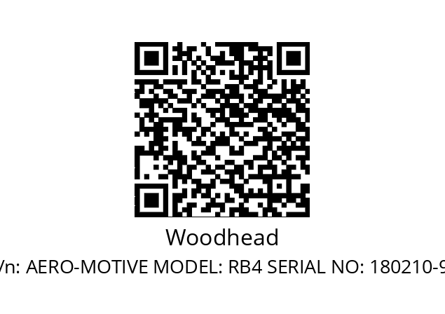   Woodhead AERO-MOTIVE MODEL: RB4 SERIAL NO: 180210-99