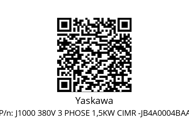   Yaskawa J1000 380V 3 PHOSE 1,5KW CIMR -JB4A0004BAA