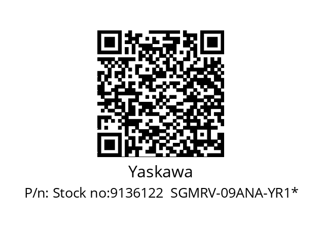   Yaskawa Stock no:9136122  SGMRV-09ANA-YR1*