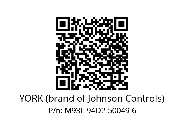   YORK (brand of Johnson Controls) M93L-94D2-50049 6