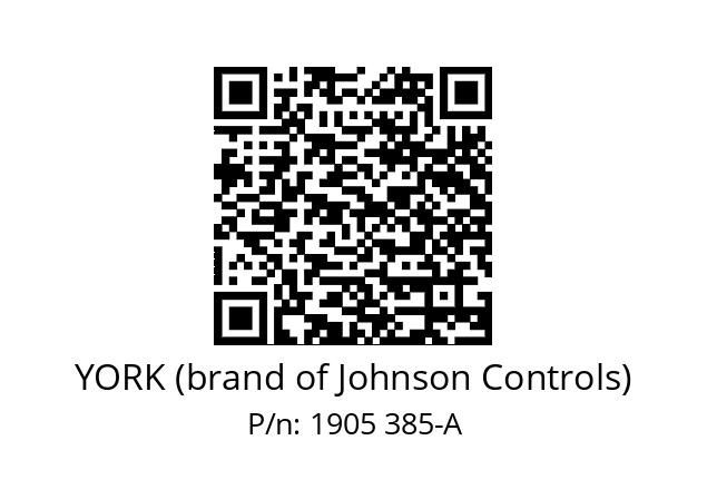   YORK (brand of Johnson Controls) 1905 385-A