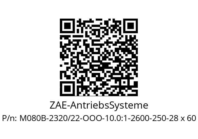   ZAE-AntriebsSysteme M080B-2320/22-OOO-10.0:1-2600-250-28 x 60