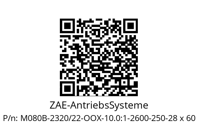   ZAE-AntriebsSysteme M080B-2320/22-OOX-10.0:1-2600-250-28 x 60