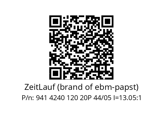   ZeitLauf (brand of ebm-papst) 941 4240 120 20P 44/05 I=13.05:1