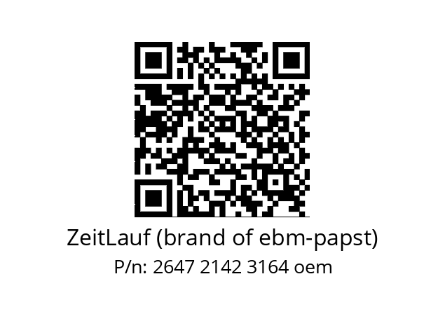   ZeitLauf (brand of ebm-papst) 2647 2142 3164 oem