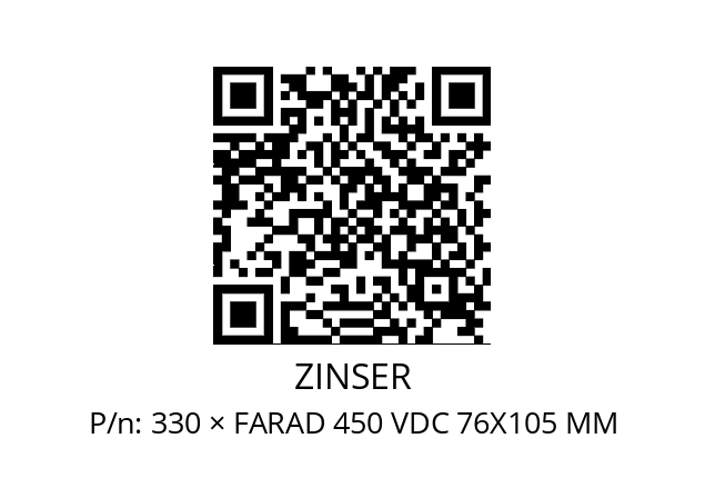   ZINSER 330 × FARAD 450 VDC 76X105 MM